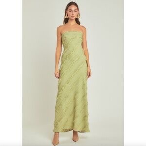 Endless Rose Strapless Textured Column Midi Dress